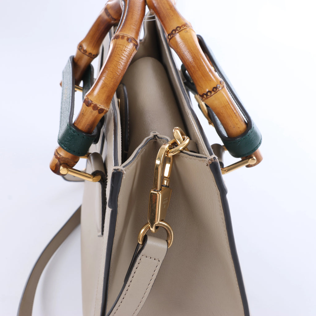 Gucci Bamboo Diana Leather 2 Way Handbag in Beige