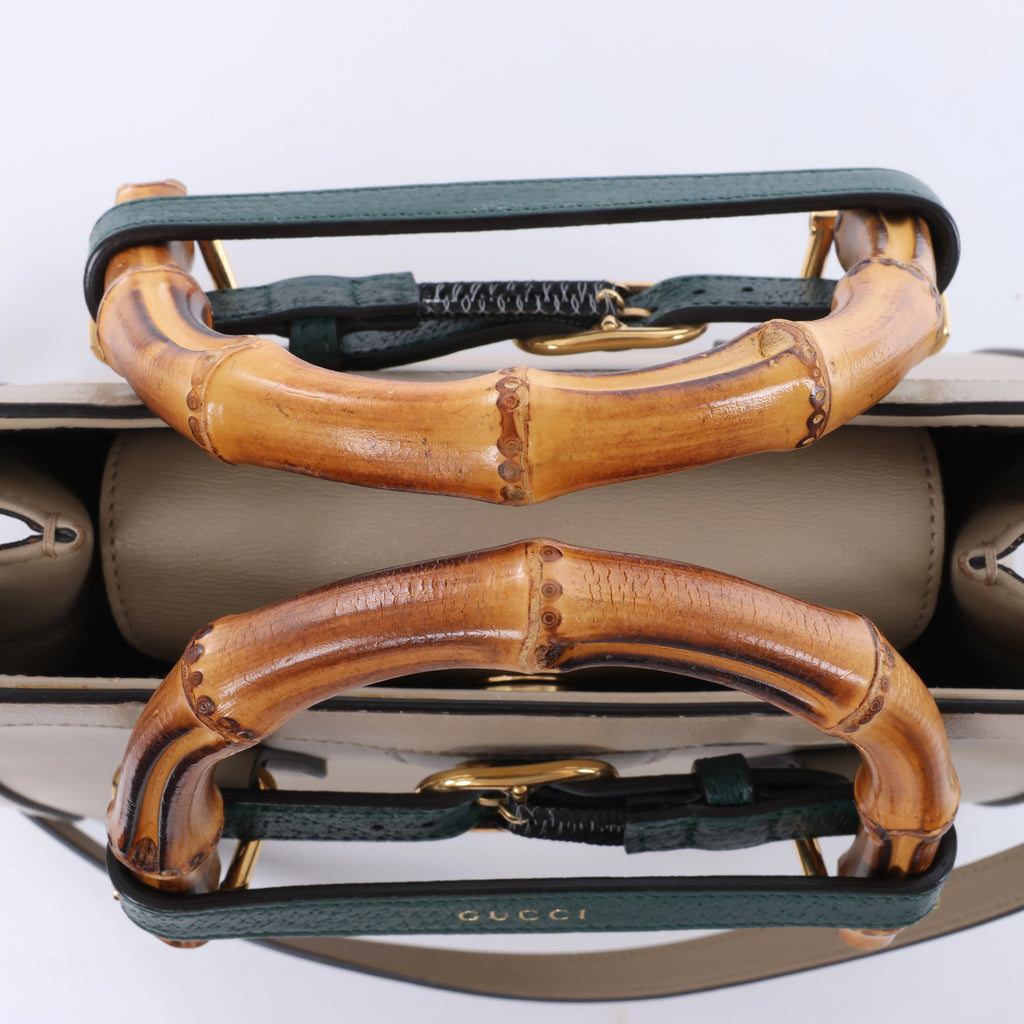 Gucci Bamboo Diana Leather 2 Way Handbag in Beige