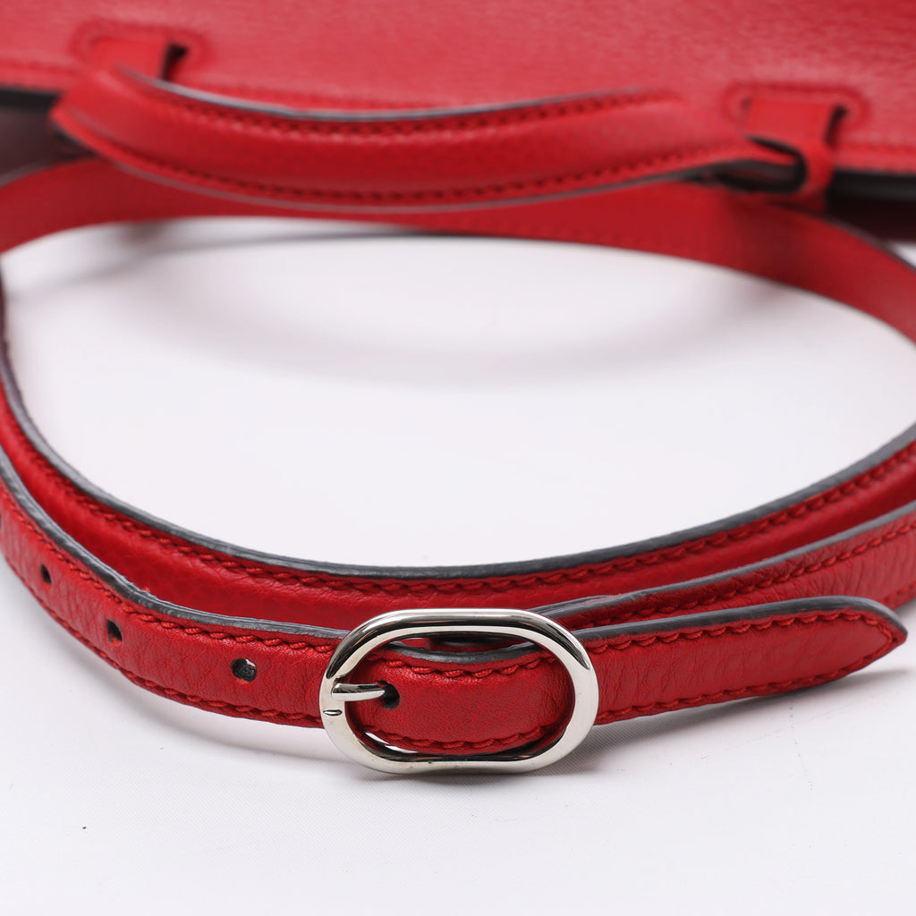 Gucci Bamboo Leather 2Way Handbag in Red 392013