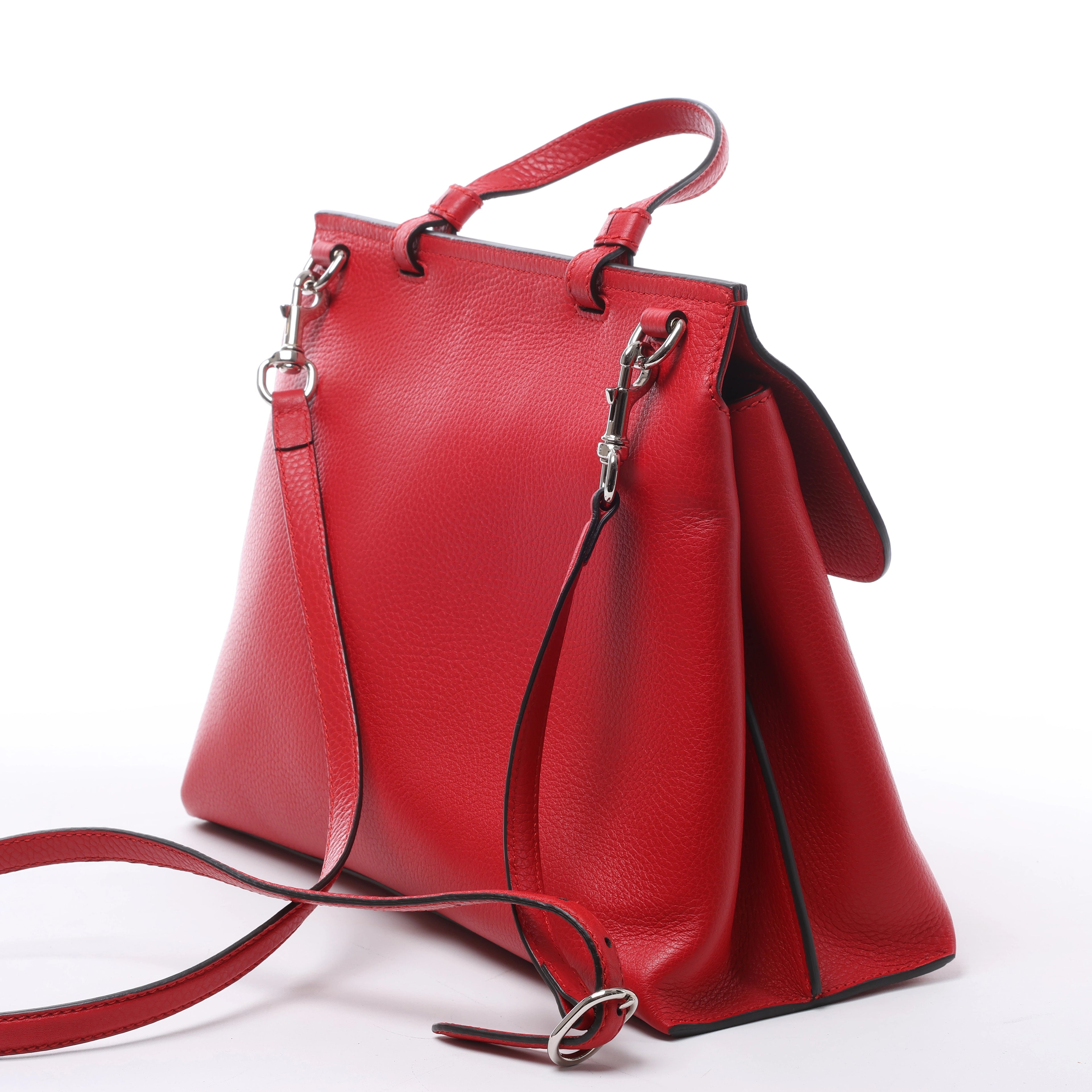 Gucci Bamboo Leather 2Way Handbag in Red 392013