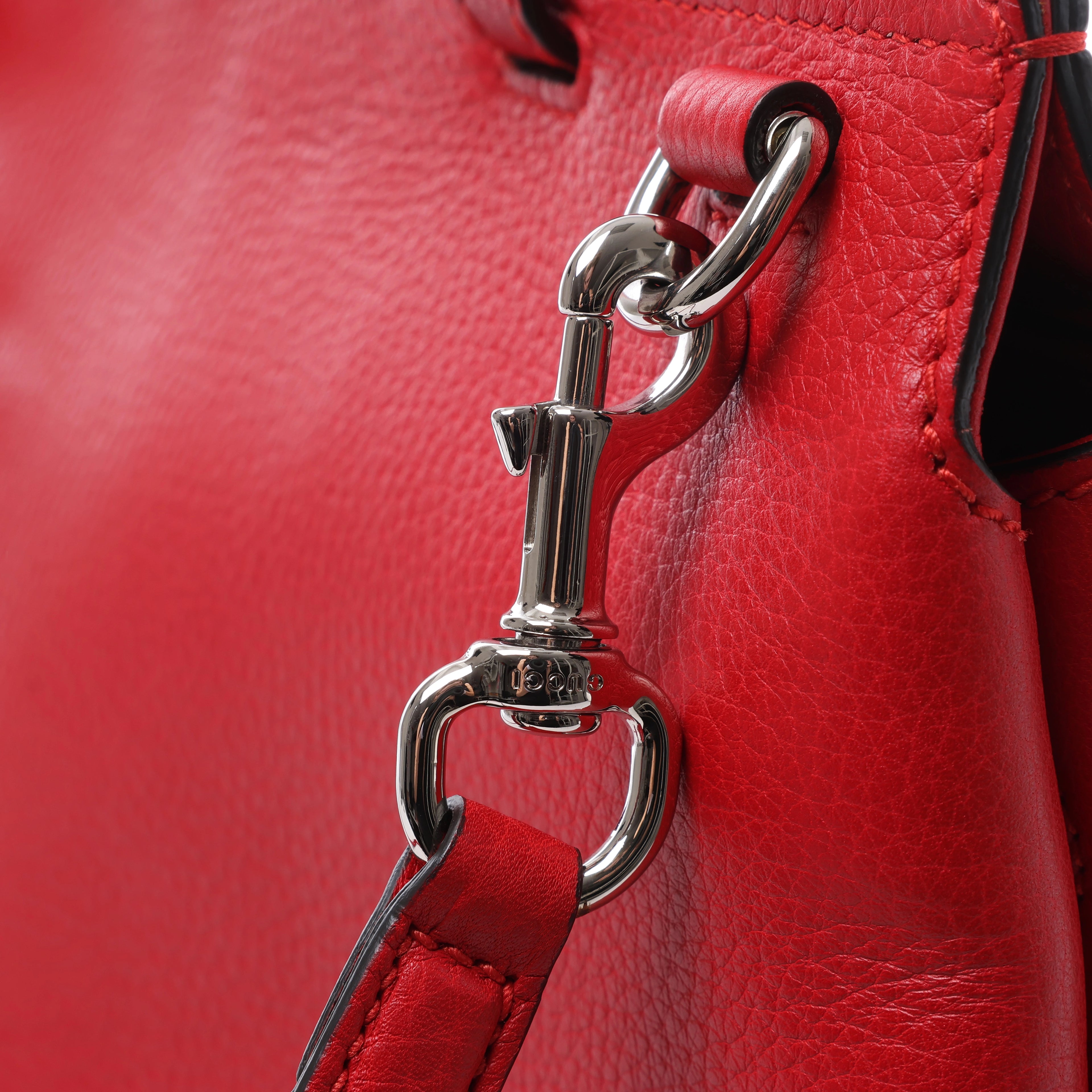 Gucci Bamboo Leather 2Way Handbag in Red 392013