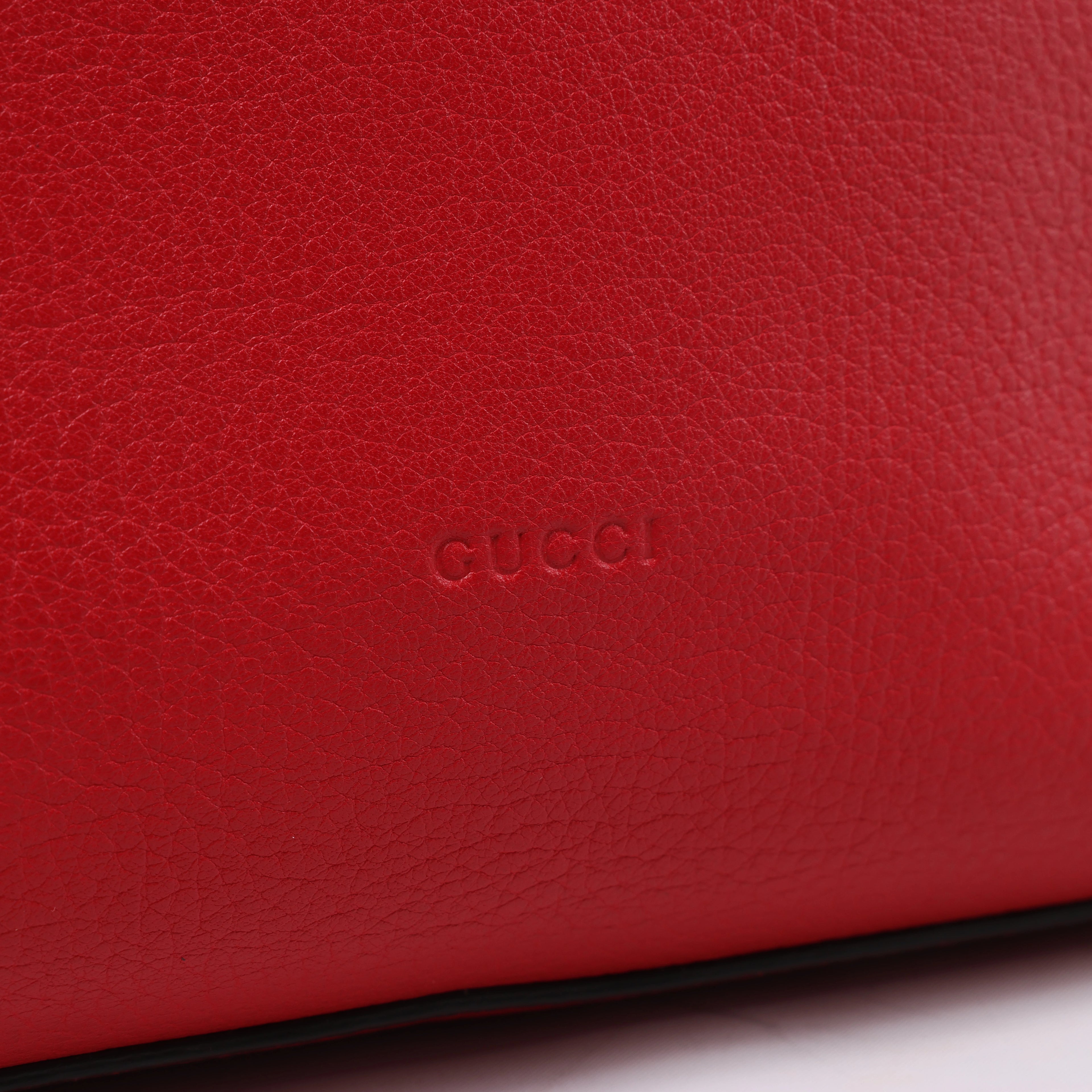 Gucci Bamboo Leather 2Way Handbag in Red 392013