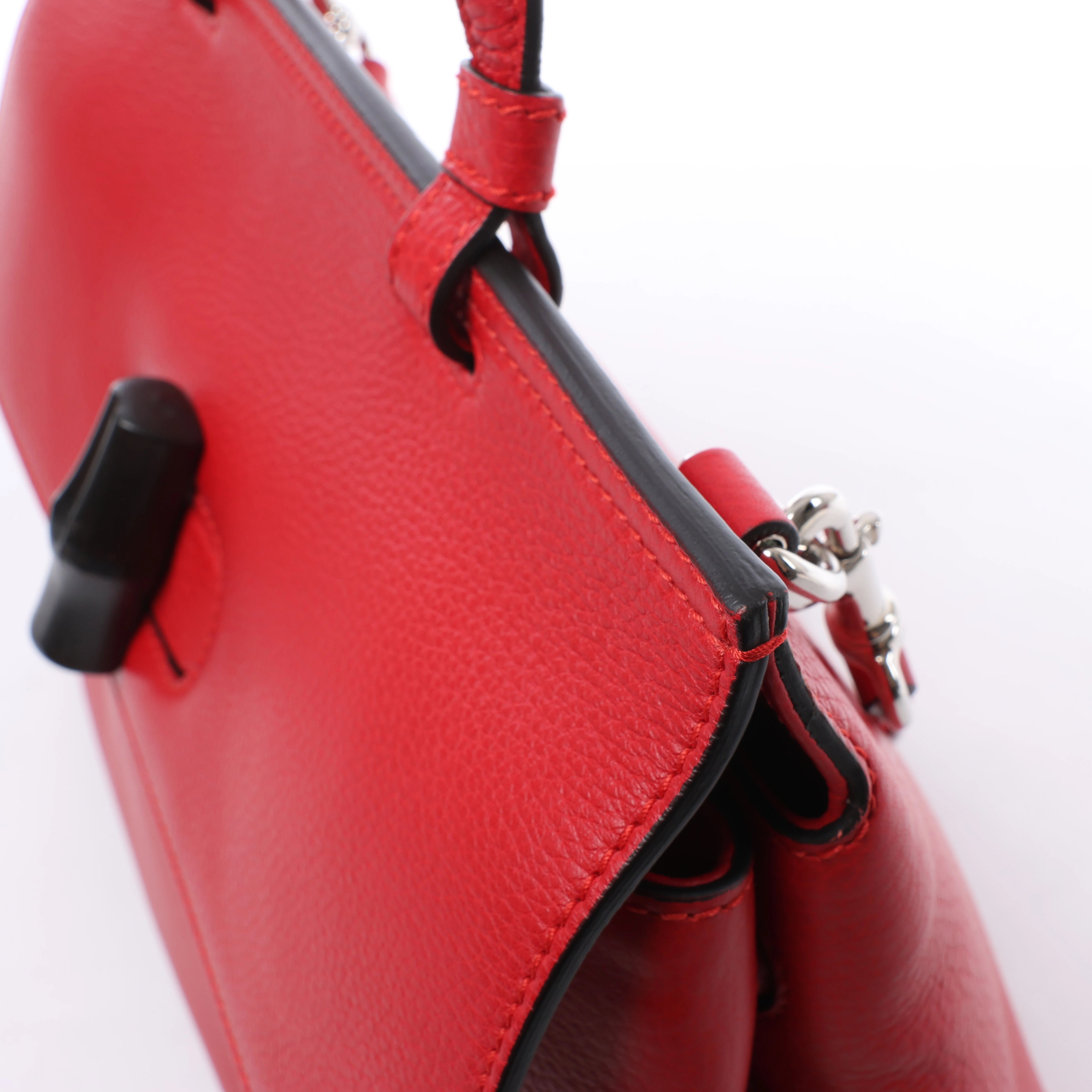 Gucci Bamboo Leather 2Way Handbag in Red 392013