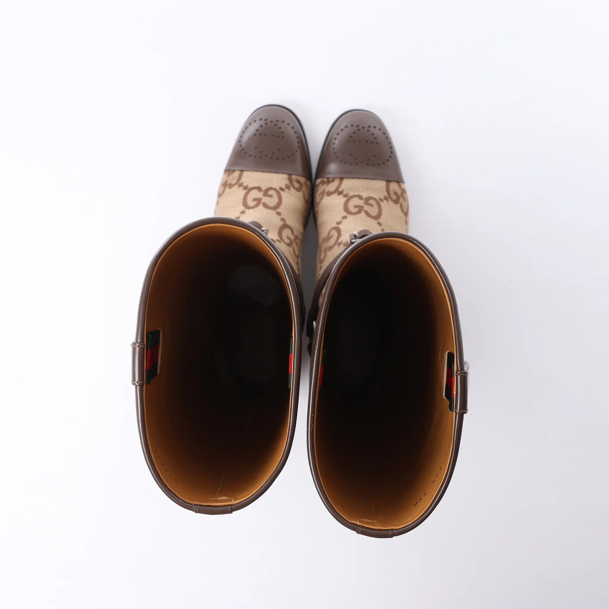 Gucci GG Canvas & Leather Long Boots in Brown 674673, Size EU 37.5