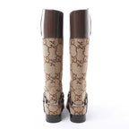 Gucci GG Canvas & Leather Long Boots in Brown 674673, Size EU 37.5