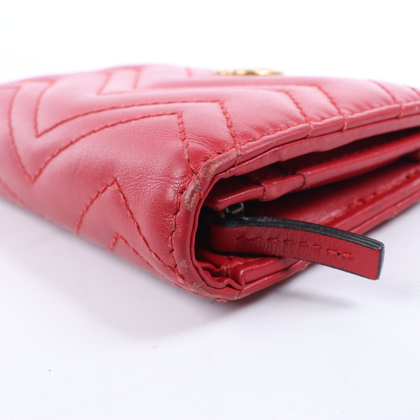 Gucci GG Marmont 466492 Leather Compact Wallet Red