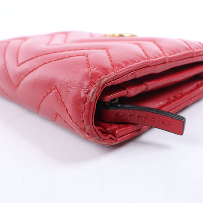 Portefeuille compact en cuir Gucci GG Marmont 466492 Rouge