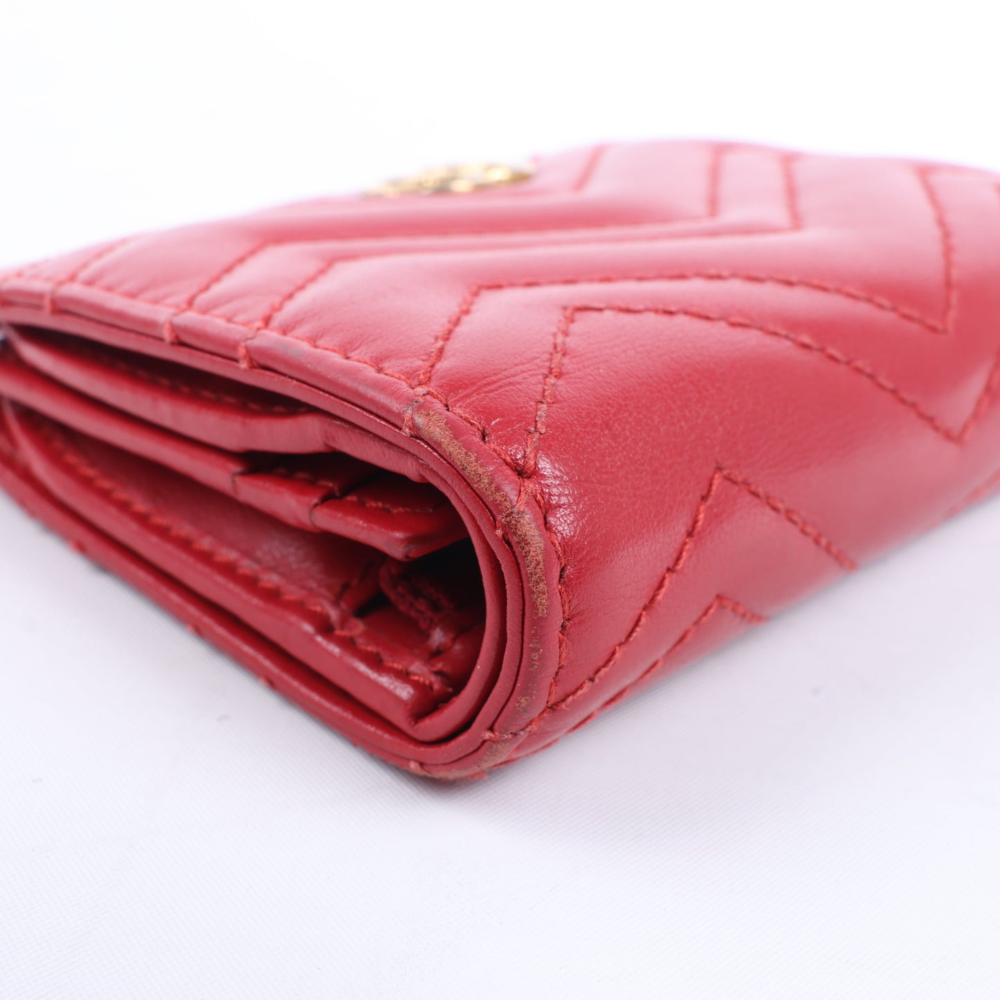 Gucci GG Marmont 466492 Leather Compact Wallet Red