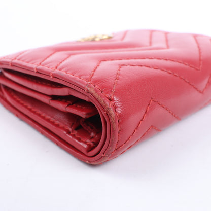Portefeuille compact en cuir Gucci GG Marmont 466492 Rouge