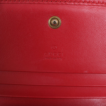Portefeuille compact en cuir Gucci GG Marmont 466492 Rouge