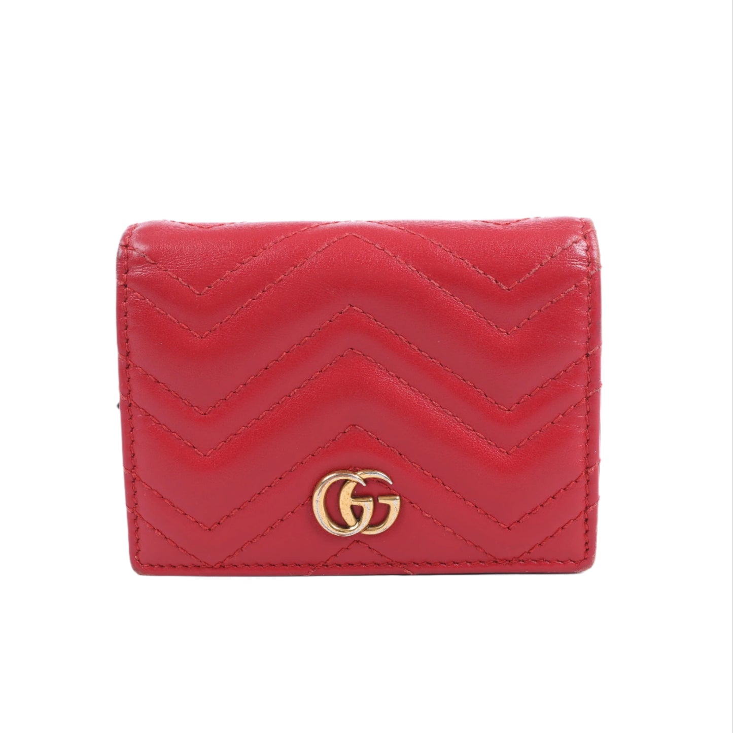 Gucci GG Marmont 466492 Leather Compact Wallet Red