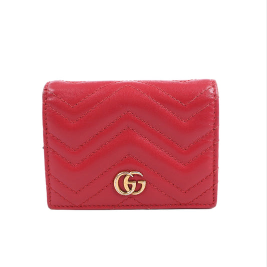 Gucci GG Marmont 466492 Leather Compact Wallet Red