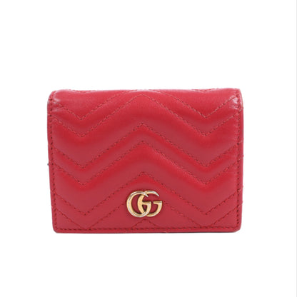Portefeuille compact en cuir Gucci GG Marmont 466492 Rouge