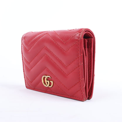 Gucci GG Marmont 466492 Leather Compact Wallet Red