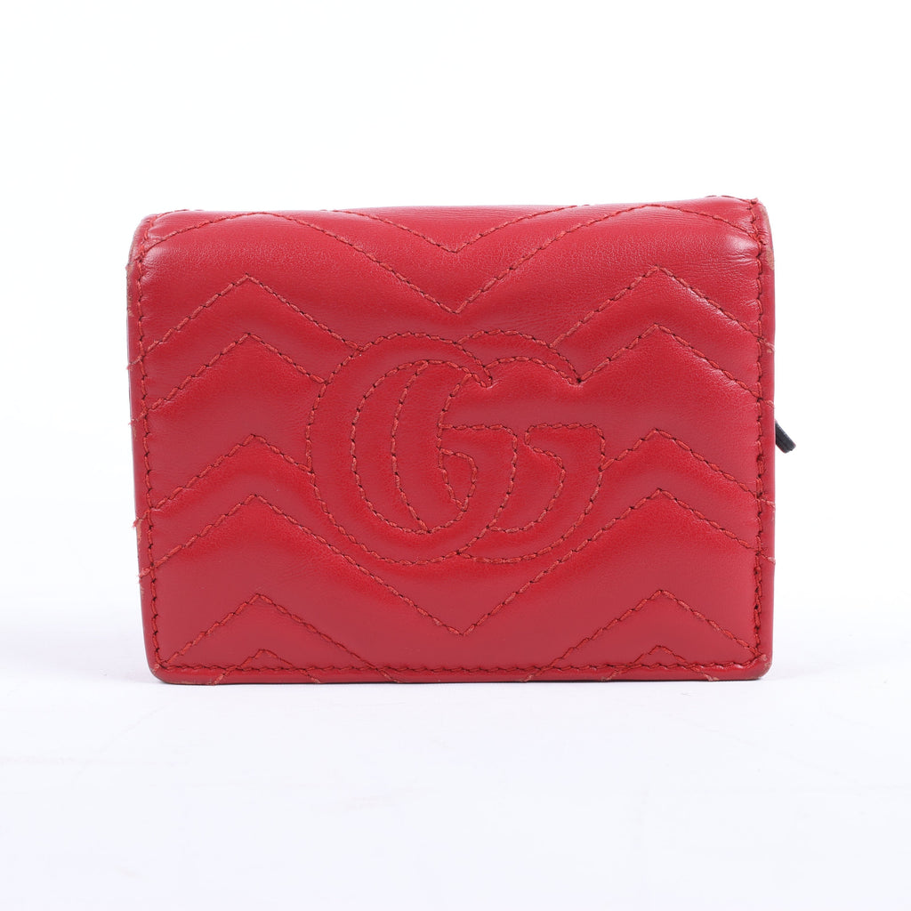 Gucci GG Marmont 466492 Leather Compact Wallet Red