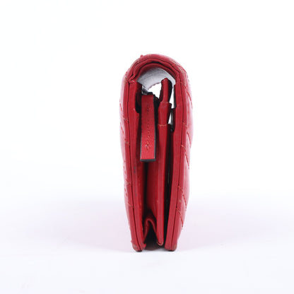 Portefeuille compact en cuir Gucci GG Marmont 466492 Rouge