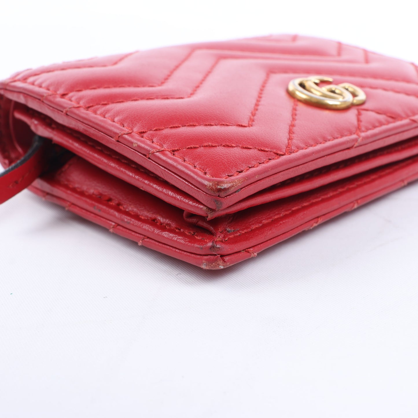 Gucci GG Marmont 466492 Leather Compact Wallet Red
