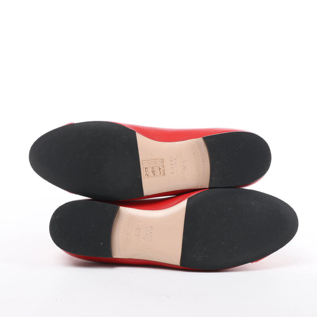 Gucci GG Marmont Leather Ballet Flat in Red 680878, Size EU 37.5