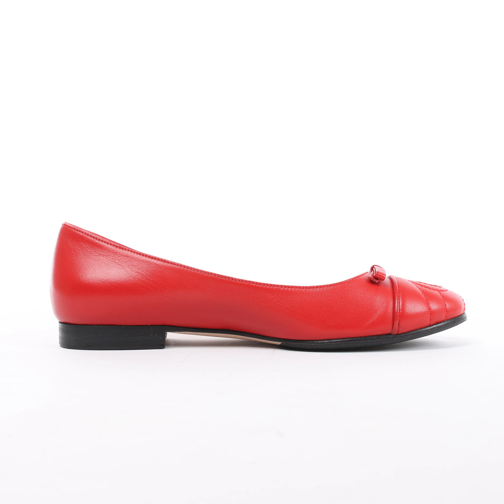 Gucci GG Marmont Leather Ballet Flat in Red 680878, Size EU 37.5