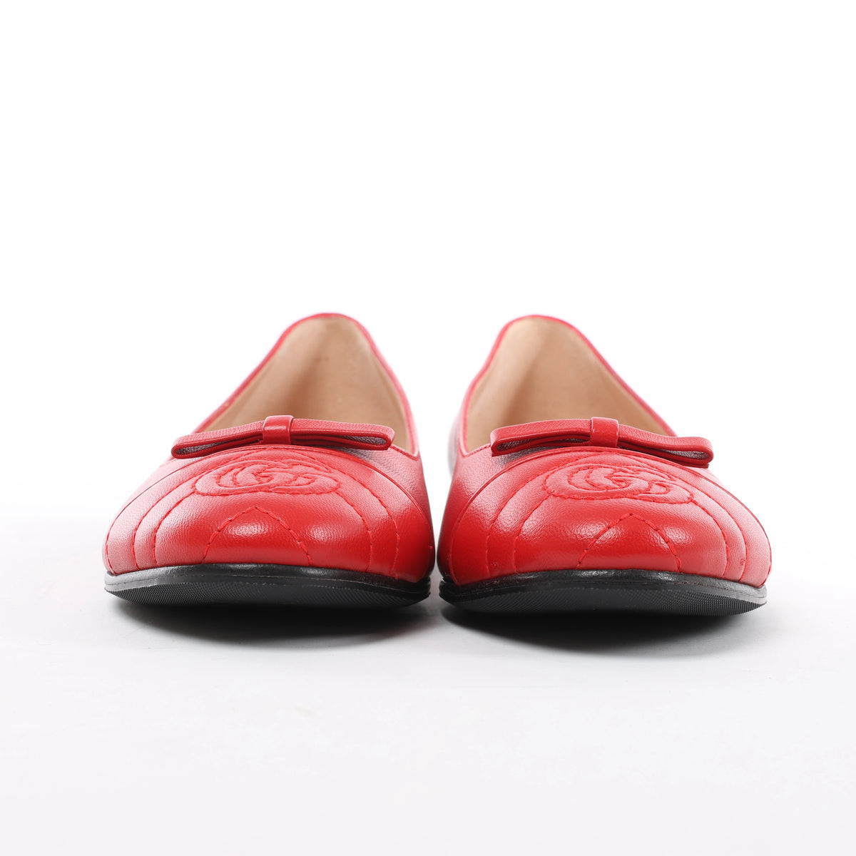 Gucci GG Marmont Leather Ballet Flat in Red 680878, Size EU 37.5