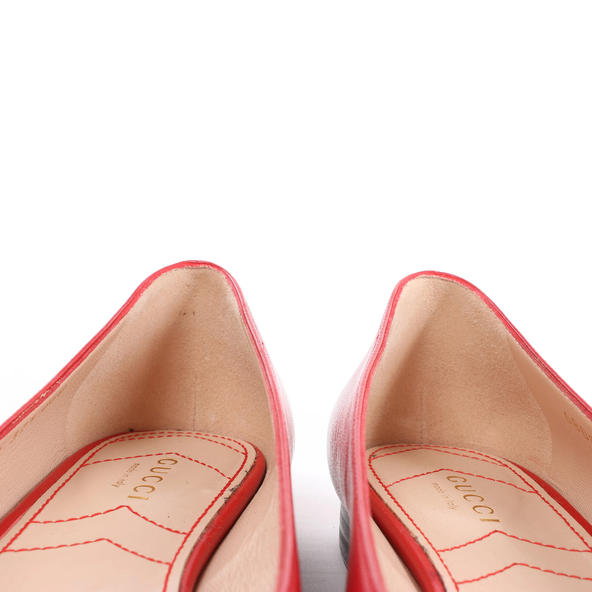 Gucci GG Marmont Leather Ballet Flat in Red 680878, Size EU 37.5