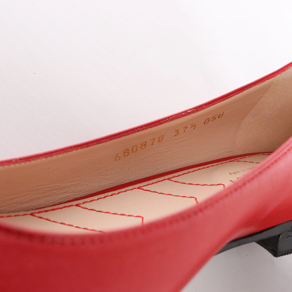 Gucci GG Marmont Leather Ballet Flat in Red 680878, Size EU 37.5