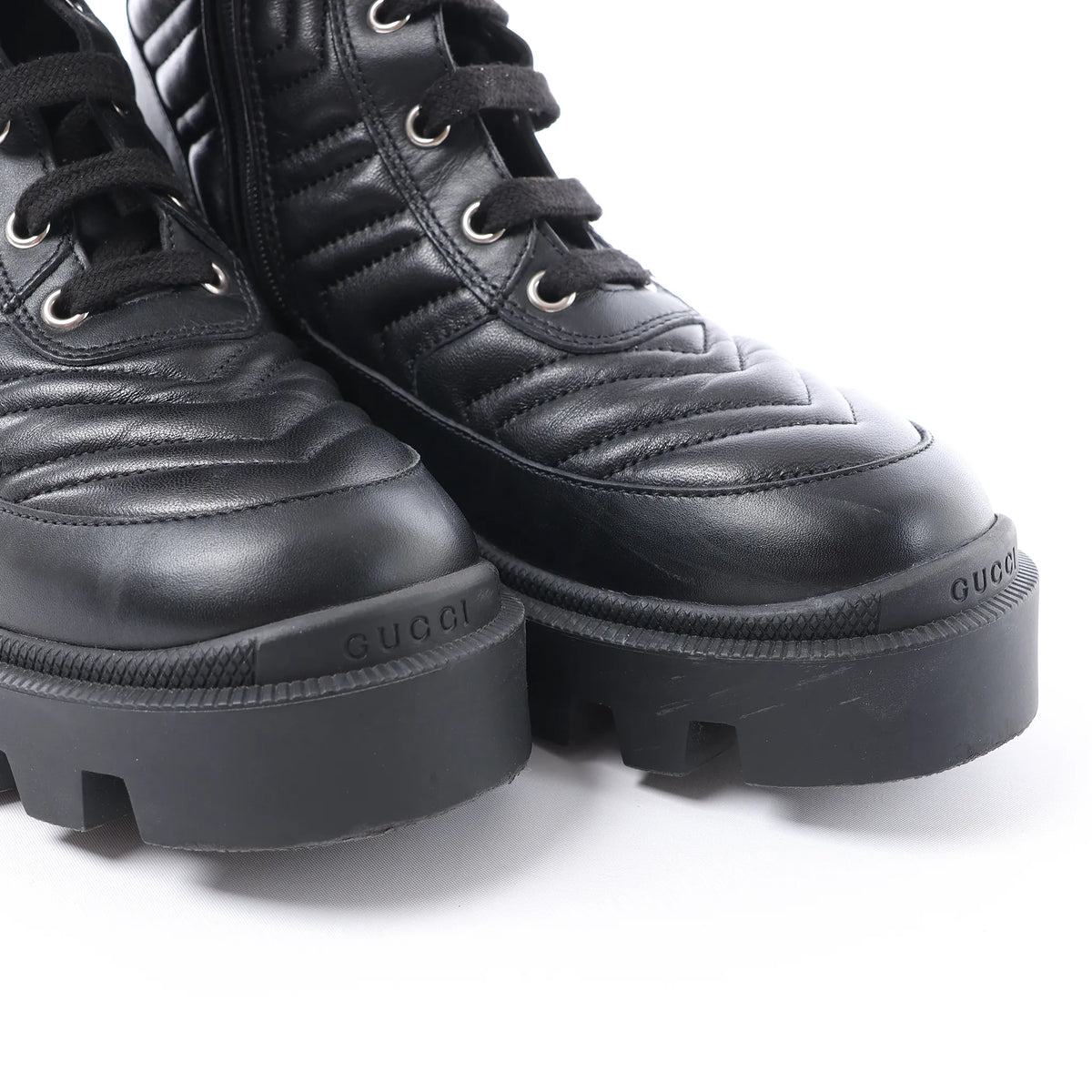 Gucci GG Marmont Leather Ankle Boots in Black 628855, Size EU 36.5