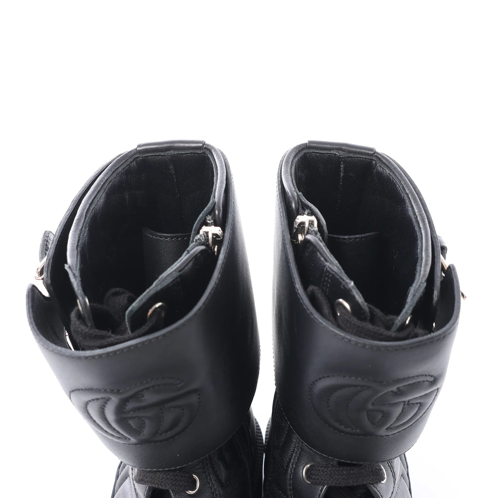 Gucci GG Marmont Leather Ankle Boots in Black 628855, Size EU 36.5