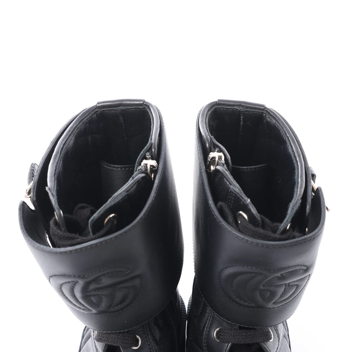 Gucci GG Marmont Leather Ankle Boots in Black 628855, Size EU 36.5