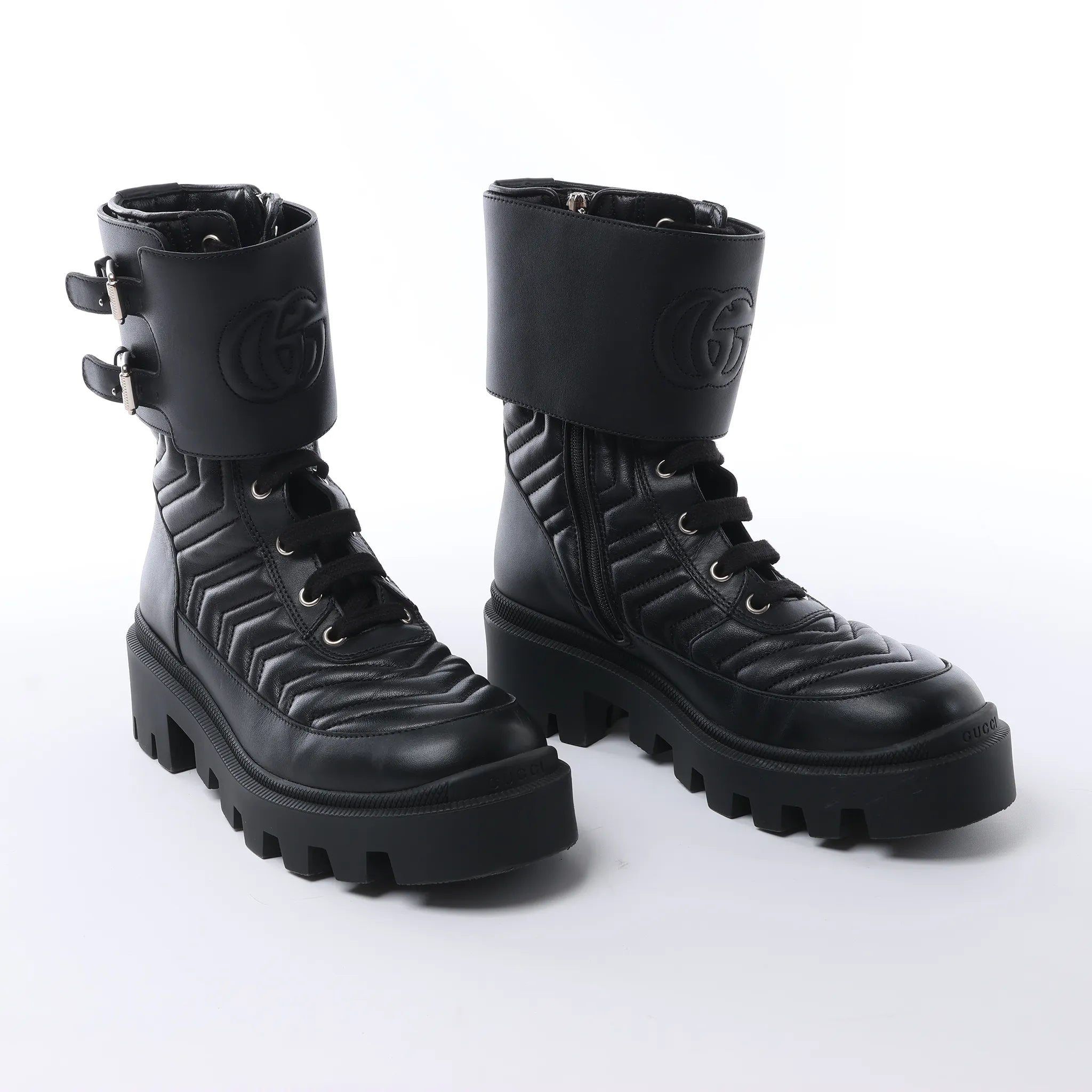 Gucci GG Marmont Leather Ankle Boots in Black 628855, Size EU 36.5