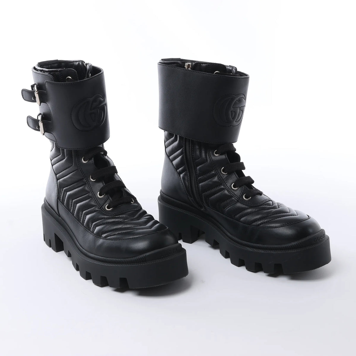Gucci GG Marmont Leather Ankle Boots in Black 628855, Size EU 36.5