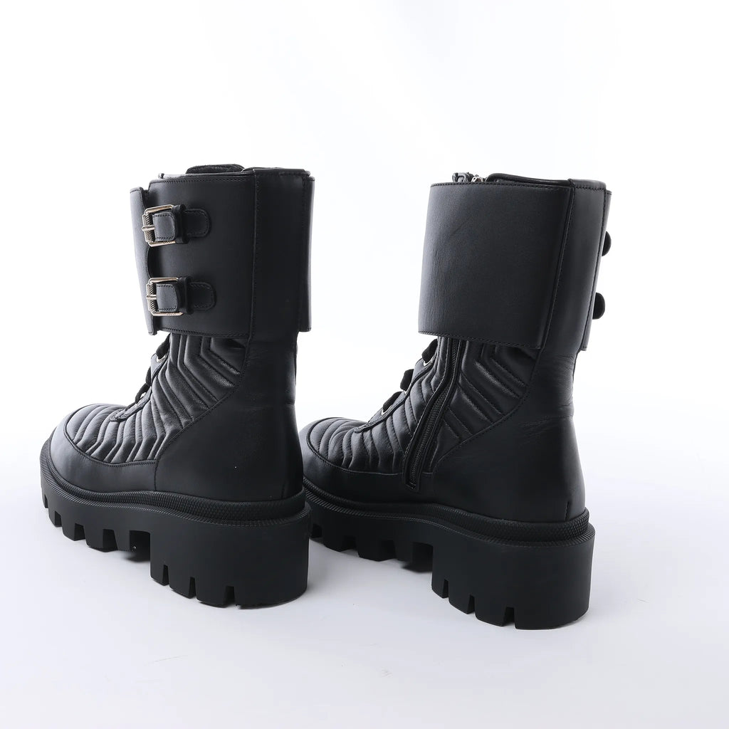 Gucci GG Marmont Leather Ankle Boots in Black 628855, Size EU 36.5