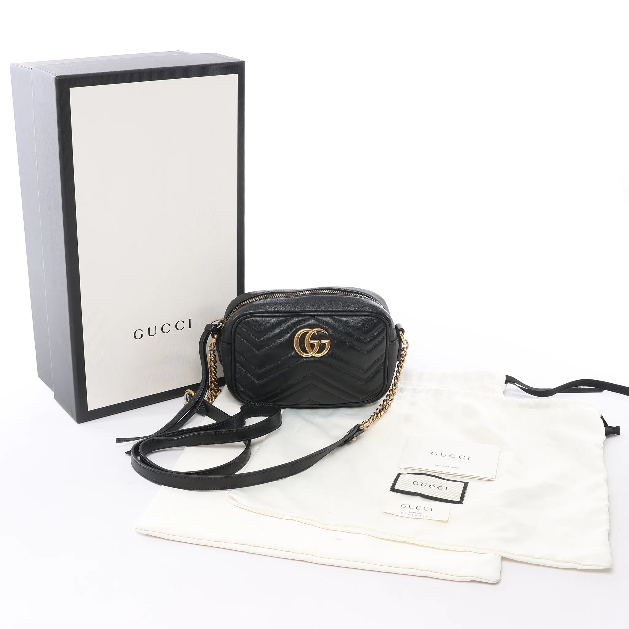 Gucci GG Marmont Leather Crossbody Bag in Black