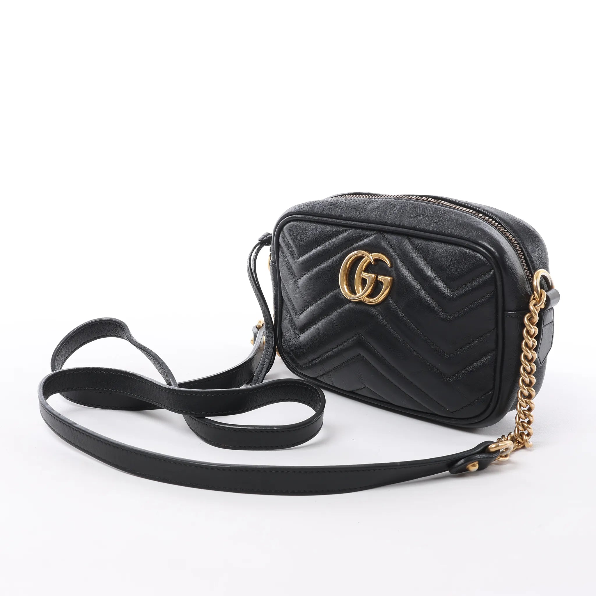 Gucci GG Marmont Leather Crossbody Bag in Black