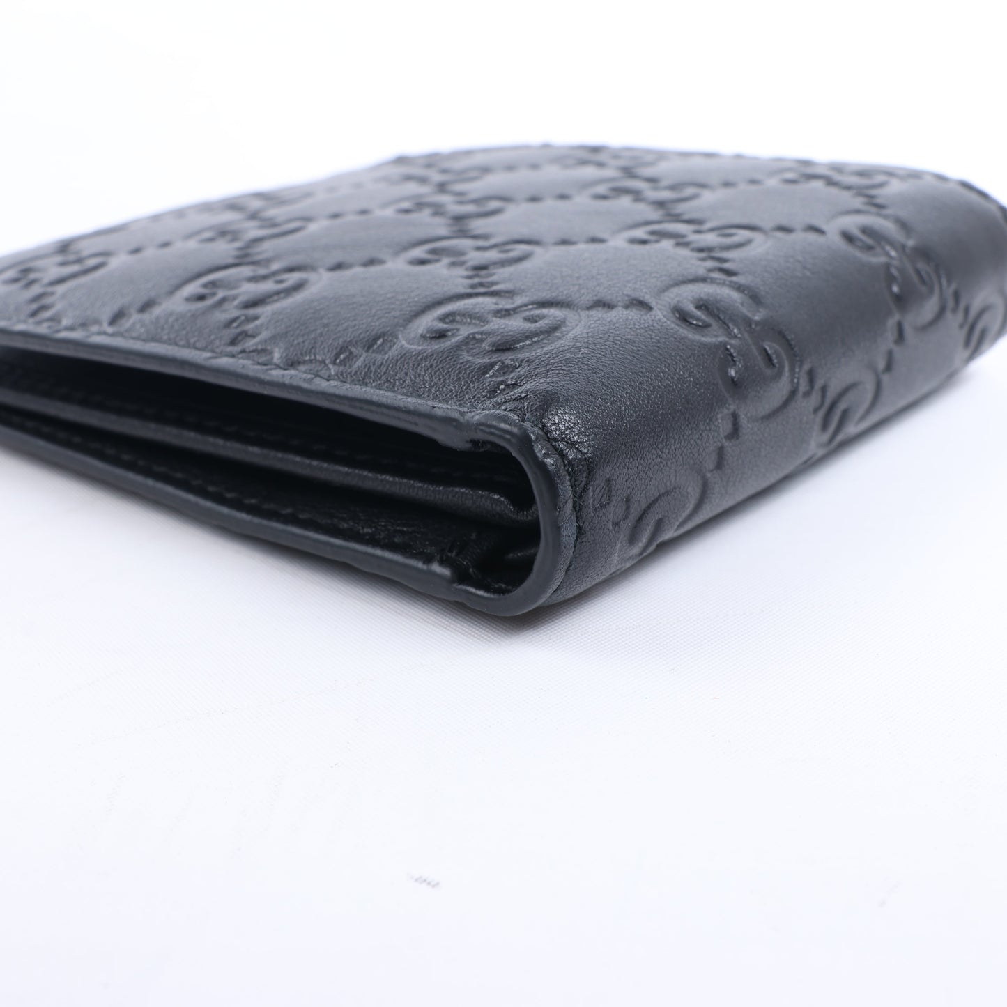 Gucci Guccissima 212185 Leather Compact Wallet in Black