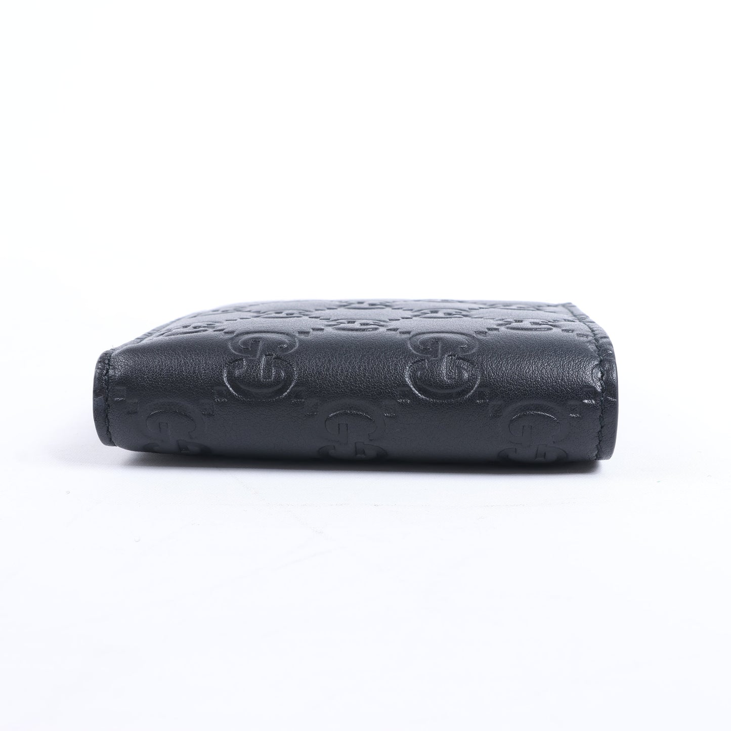 Gucci Guccissima 212185 Leather Compact Wallet in Black