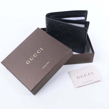 Gucci Guccissima 212185 Leather Compact Wallet in Black