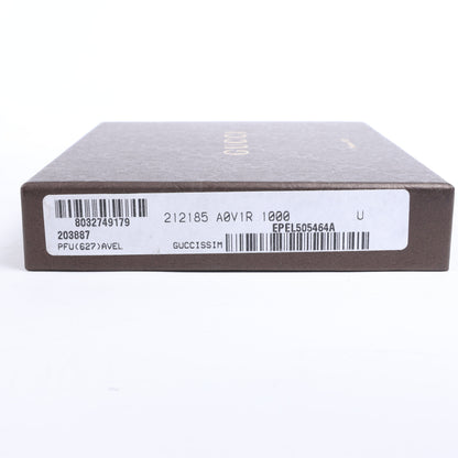 Portefeuille compact en cuir noir Gucci Guccissima 212185