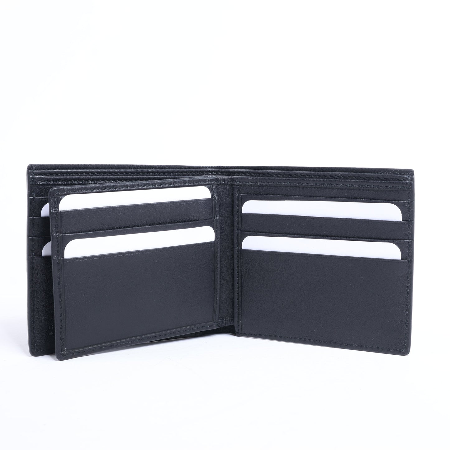 Portefeuille compact en cuir noir Gucci Guccissima 212185