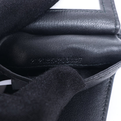 Portefeuille compact en cuir noir Gucci Guccissima 212185