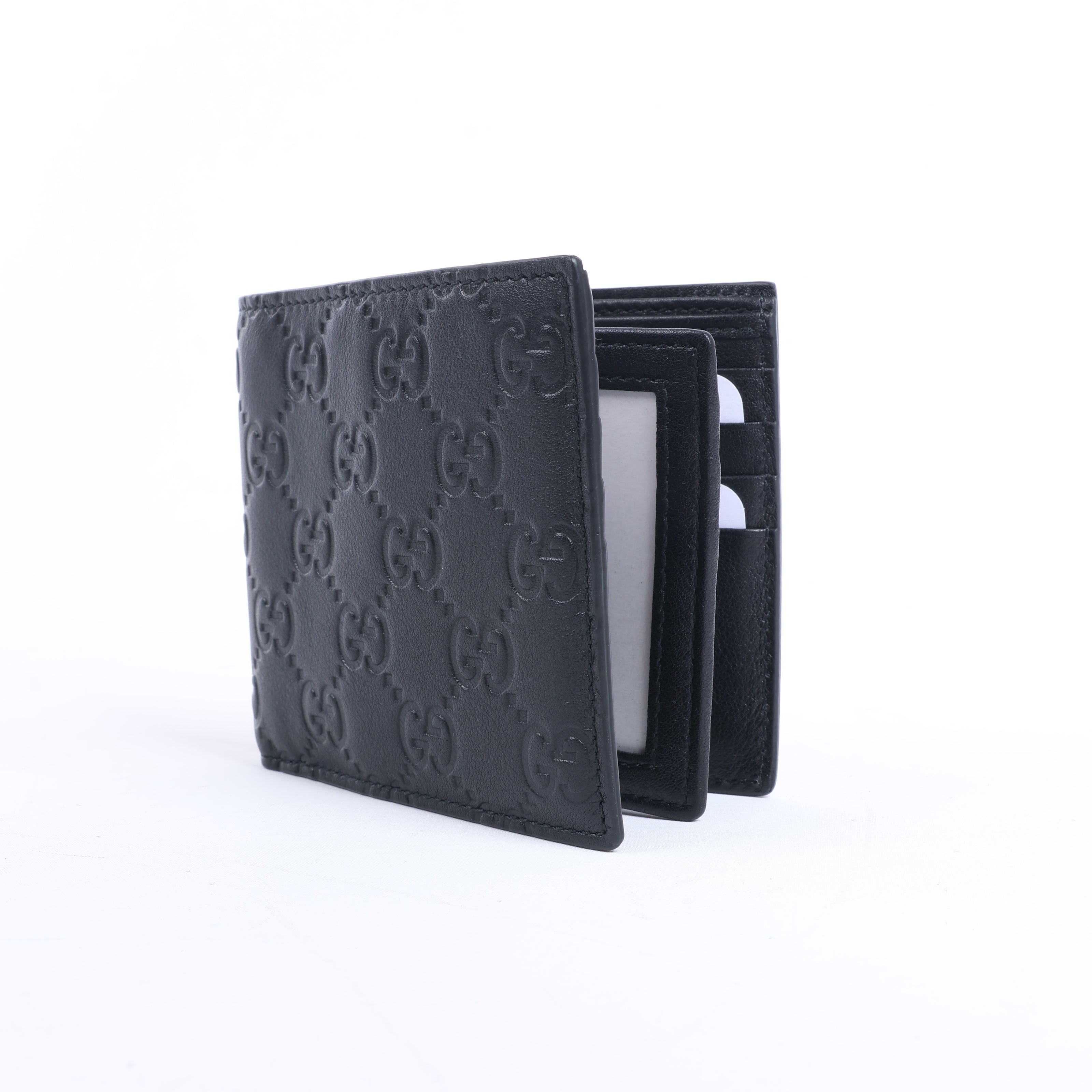Gucci Guccissima 212185 Leather Compact Wallet in Black