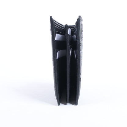 Portefeuille compact en cuir noir Gucci Guccissima 212185