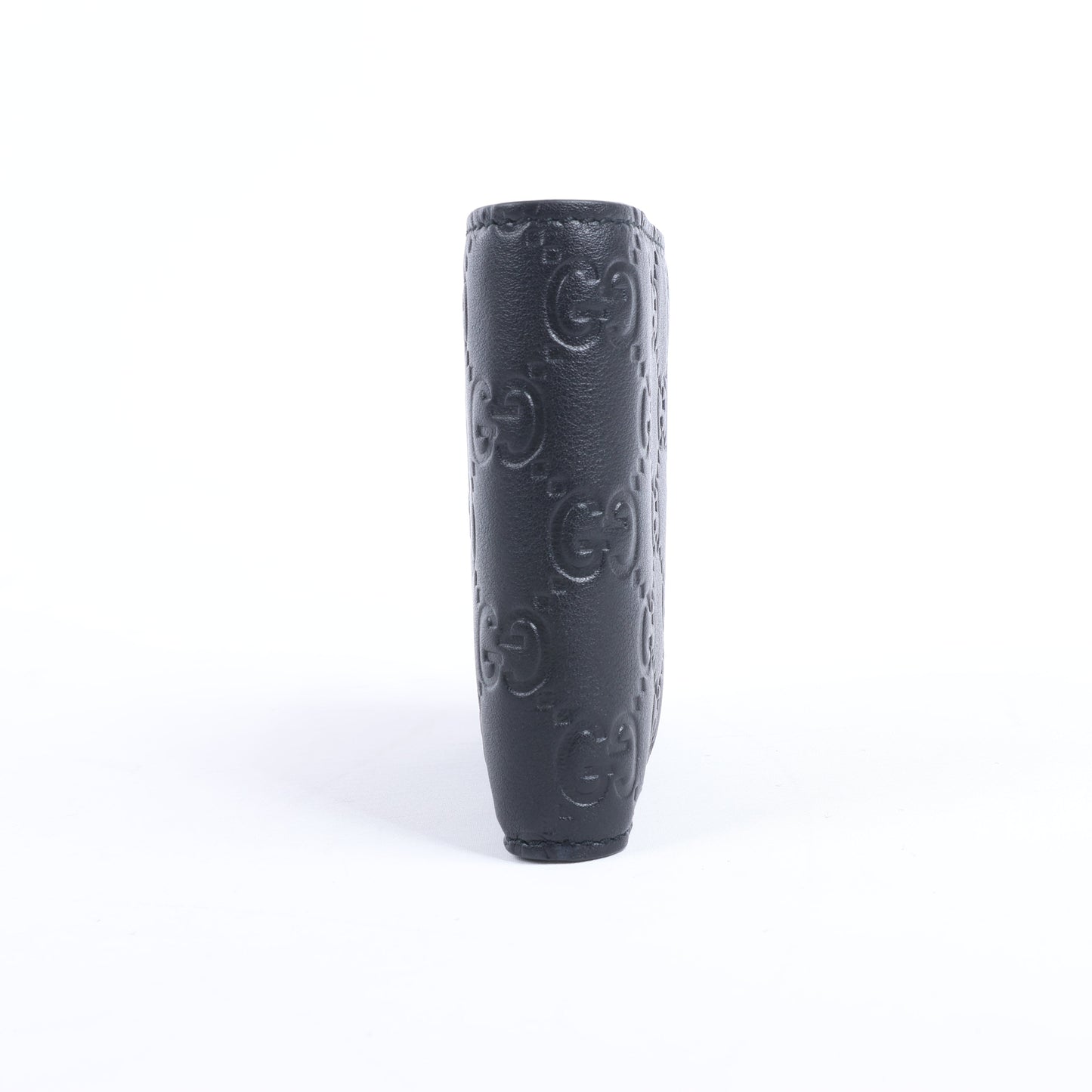 Portefeuille compact en cuir noir Gucci Guccissima 212185