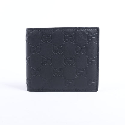 Portefeuille compact en cuir noir Gucci Guccissima 212185