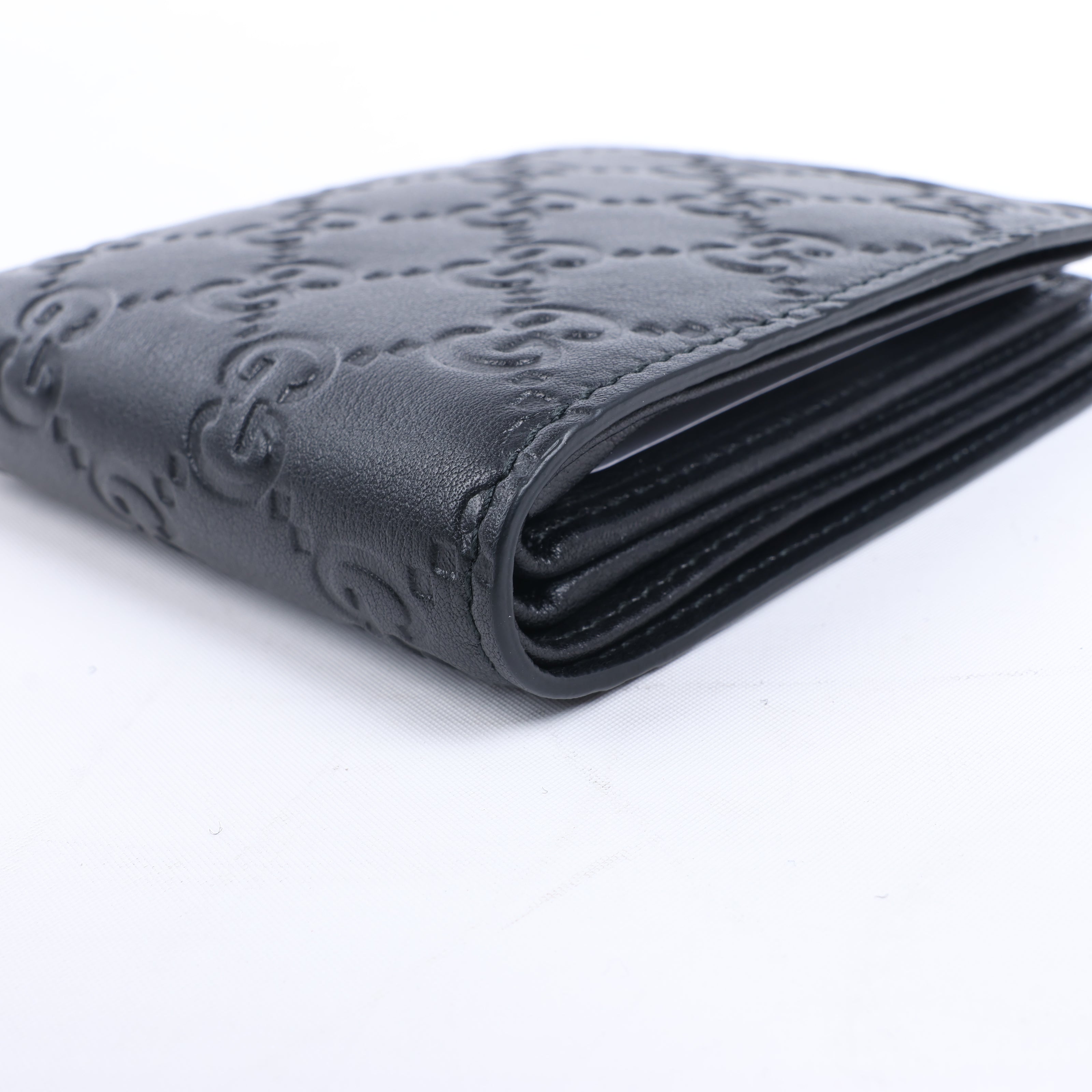 Gucci Guccissima 212185 Leather Compact Wallet in Black