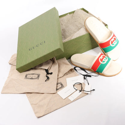 Gucci Interlocking G Rubber Sandals in Ivory 655265, Size 44 EU