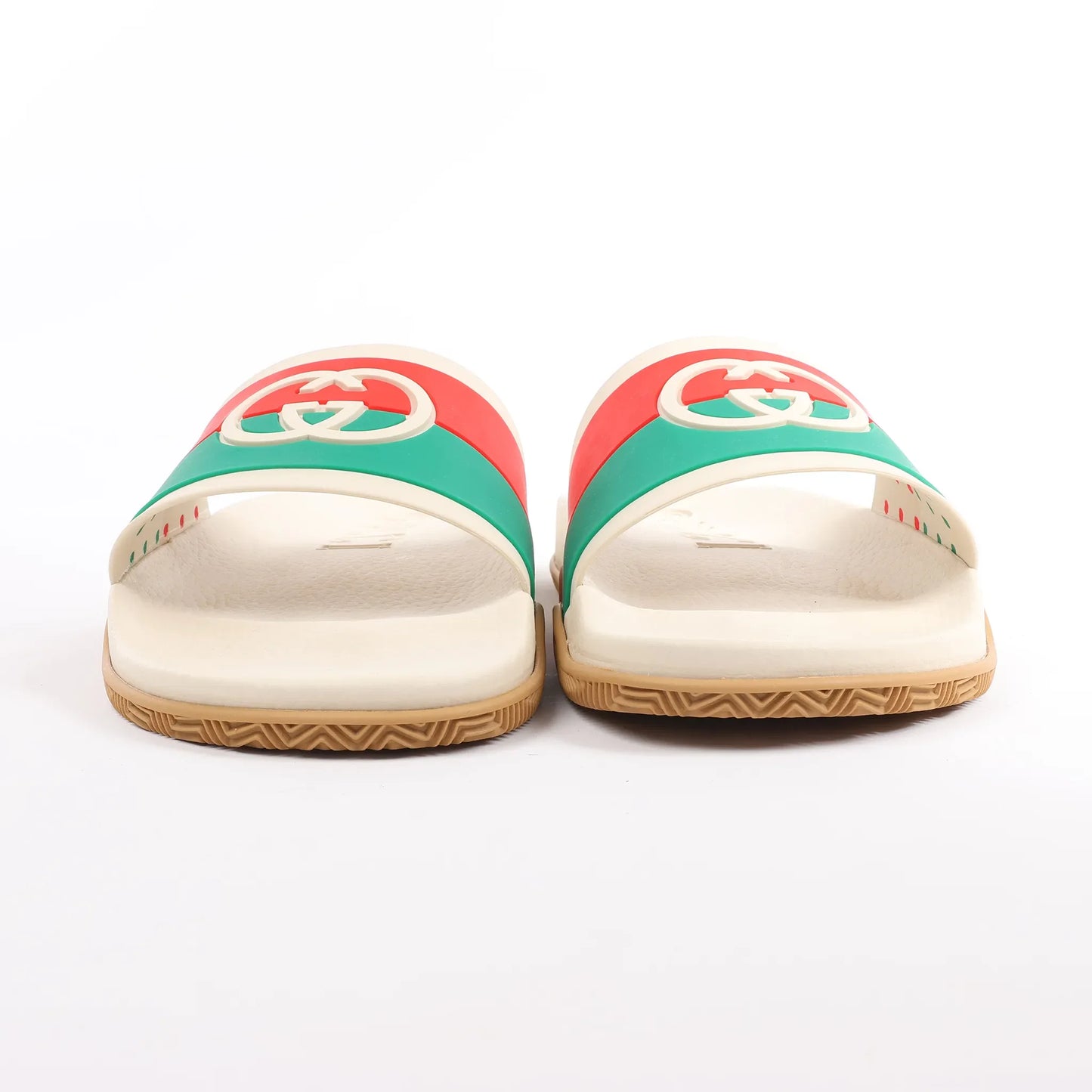 Gucci Interlocking G Rubber Sandals in Ivory 655265, Size 44 EU