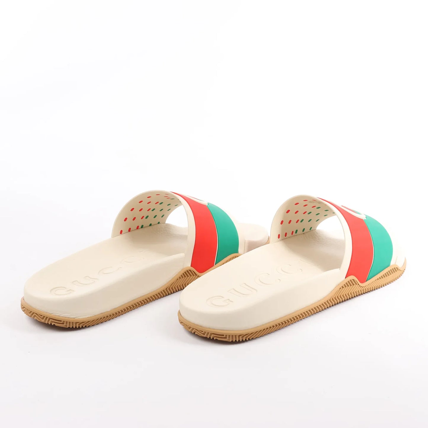 Gucci Interlocking G Rubber Sandals in Ivory 655265, Size 44 EU