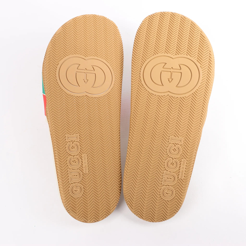 Gucci Interlocking G Rubber Sandals in Ivory 655265, Size 44 EU