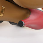 Gucci Slingback Leather Strap Pumps in Black x Red 740058, Size 37.5 EU